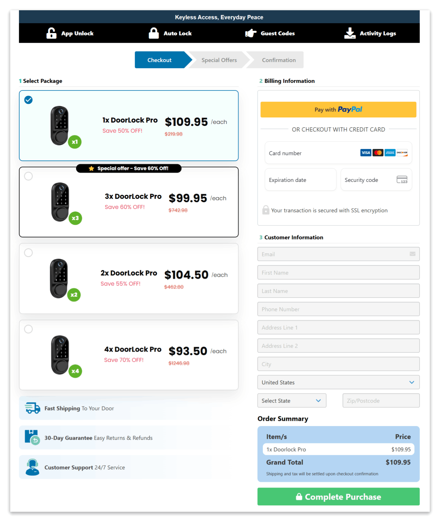DoorLock Pro Secure Checkout Page